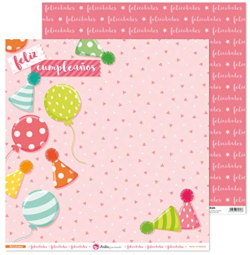 Anita y Su Mundo 37018656 Colección Felicidades Scrapbooking-Papier, Layout Luftballons, 30.5 x 30.5 cm von Anita y Su Mundo