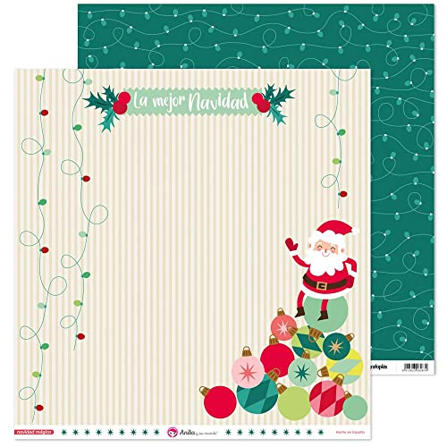 Anita y su mundo 37018856 Dekorative Papiere, Layout Weihnachtsmann, 30,5 x 30,5 cm, magische Weihnachtskollektion, doppelseitig, bedruckt von Anita y Su Mundo