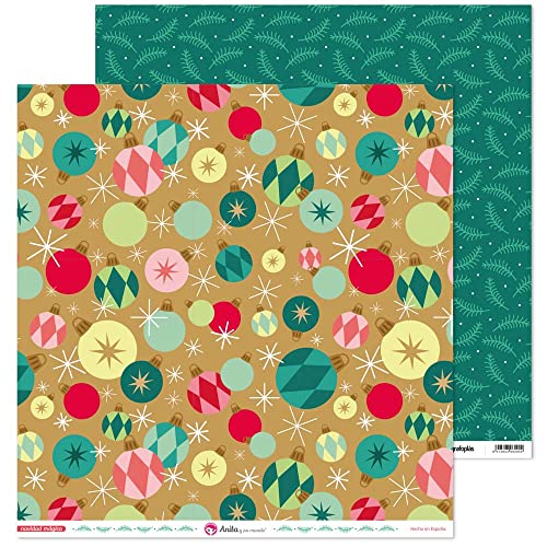 Anita y su mundo 37018863 Scrapbooking-Papier, doppelseitig, Weihnachtskugeln und Stechpalme, 30,5 x 30,5 cm, magische Weihnachtskollektion Anita y su mundo 37018863 Scrapbooking-Papier, doppelseitig, Weihnachtskugeln und Stechpalme, 30,5 x 30,5 cm, magische Weihnachtskollektion von Anita y Su Mundo