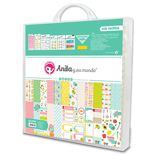 Anita y Su Mundo Kollektion Mis Rezepte-Set für Scrapbooking (Papier, Aufkleber, Blech, Epoxidharz, Stempel, Alphabet), Papier, mehrfarbig, 30,5 x 30,5 cm von Anita y Su Mundo