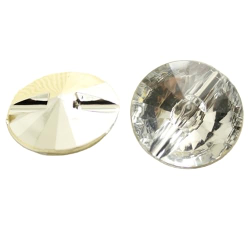 100 PCS Strass Kristallknöpfe Acrylkristall Knöpfe Weiß Rund Klar Deko Knöpfe mit Verdeckter Öse für Schneestiefel Sofa Polsterung DIY Handwerk Nähen Möbel Dekoration(18mm) von Aniyan