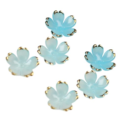 100 Stück Kirschblüten Acryl Blumenperlen mit Goldrand, Farbverlaufs Blütenblatt Perlen für Armbänder, Schmuckherstellung, Ohrringe, Halsketten, DIY Basteln (19mm,Blau) von Aniyan