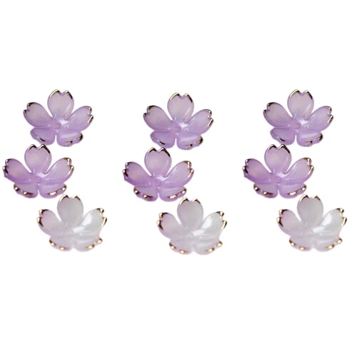 150 Stück Kirschblüten Acryl Blumenperlen mit Goldrand, Farbverlaufs Blütenblatt Perlen für Armbänder, Schmuckherstellung, Ohrringe, Halsketten, DIY Basteln (19mm,Lila) von Aniyan