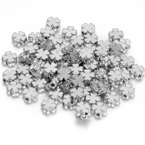 200 Stück Goldene Kleeblatt Perlen - 8mm Vierblättriges Kleeblatt Glücksperlen aus Kunststoff, Elektroplattiert Hochglanz Gold, DIY Schmuck Perlen für Armbänder, Halsketten(2mm Loch) von Aniyan