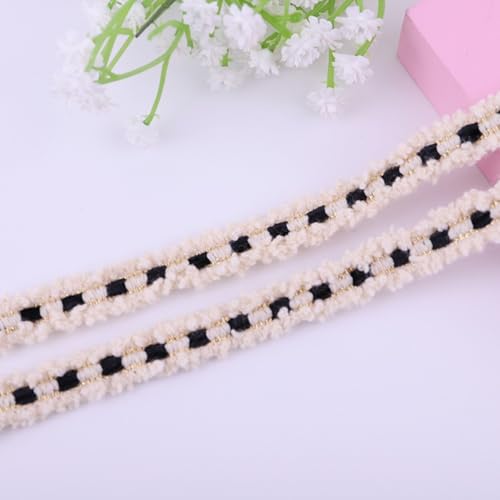 50 Yard Ökologisches Farbiges Spitzenband – 14mm Breite – Strapazierfähig & Farbfest – Modisches Zierband für Geschenkverpackungen, DIY Nähen, Kleidung, Home Decor,(Beige-Schwarz) von Aniyan