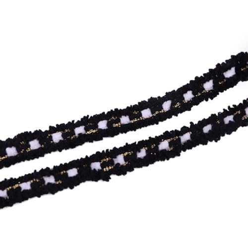 50 Yard Ökologisches Farbiges Spitzenband – 14mm Breite – Strapazierfähig & Farbfest – Modisches Zierband für Geschenkverpackungen, DIY Nähen, Kleidung, Home Decor,(Schwarz-Weiß) von Aniyan