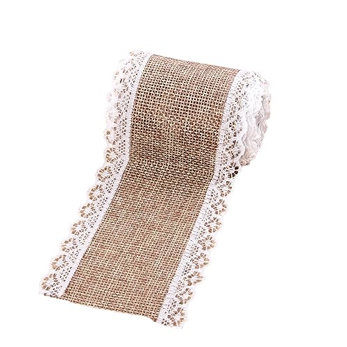 Aniyan 1 Rolle Juteband Mit Spitze 10 Cm X 2 M Natürliches Sackleinen Dekoband Mit Spitzenverzierung Für DIY Hochzeitsdeko Geschenkverpackung Bastelprojekte Und Partydekoration (Jute D) von Aniyan