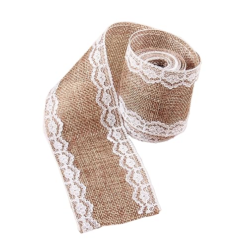 Aniyan 1 Rolle Juteband Mit Spitze 10 Cm X 2 M Natürliches Sackleinen Dekoband Mit Spitzenverzierung Für DIY Hochzeitsdeko Geschenkverpackung Bastelprojekte Und Partydekoration (Jute F) von Aniyan