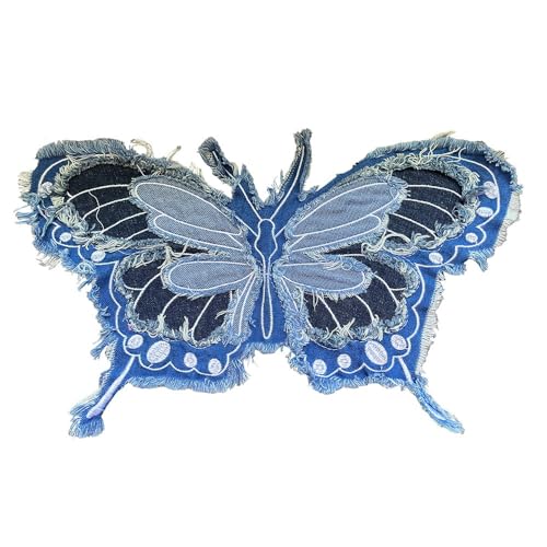Aniyan 1 Stück Schmetterling Patches - 3-Lagig waschbare Denim Applikationen für Kleidung, Jeans, Taschen, DIY - Dekorative Schmetterling Aufnäher (Blau) von Aniyan