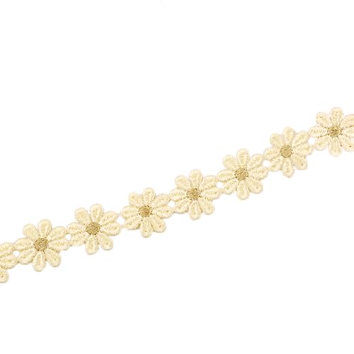 Aniyan 1 Yard 27mm Blumen Spitzenband Spitzenborte Stickerei Dekoband, Zierband Für Hochzeit Deko, Handwerk, Nähen, Tischdeko Und Geschenkband, 1 Strang Vintage Spitzenbordüre (Hellgelb) von Aniyan