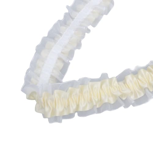Aniyan 1 Yards Rüschenband 3,8cm – Doppellagige Spitzenbordüre aus Polyester Chiffon – Elastisch, Formstabil, Spitzenband für Nähen, DIY, Deko & Kleidung (Gelb) von Aniyan