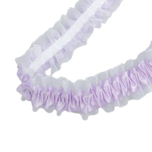 Aniyan 1 Yards Rüschenband 3,8cm – Doppellagige Spitzenbordüre aus Polyester Chiffon – Elastisch, Formstabil, Spitzenband für Nähen, DIY, Deko & Kleidung (Lila) von Aniyan