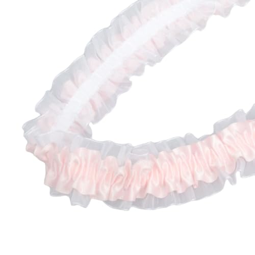 Aniyan 1 Yards Rüschenband 3,8cm – Doppellagige Spitzenbordüre aus Polyester Chiffon – Elastisch, Formstabil, Spitzenband für Nähen, DIY, Deko & Kleidung (Rosa) von Aniyan