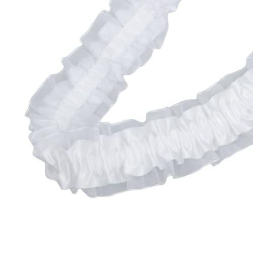 Aniyan 1 Yards Rüschenband 3,8cm – Doppellagige Spitzenbordüre aus Polyester Chiffon – Elastisch, Formstabil, Spitzenband für Nähen, DIY, Deko & Kleidung (Weiß) von Aniyan