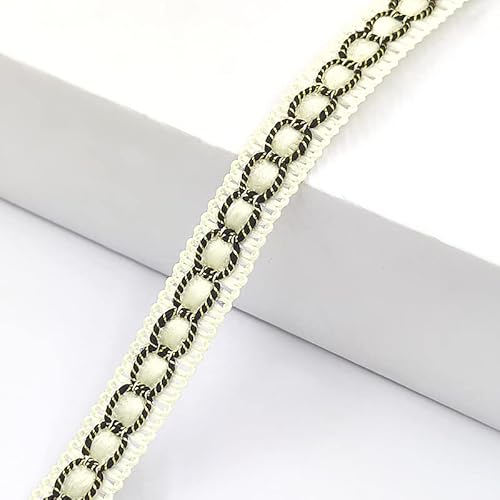 Aniyan 10 M Borte Spitzenband, 12 mm Breite Schottenkaro-Muster – Elegante Borte für Nähen, Deko und Geschenke – Vintage-Look – Vielseitiges Dekoband für Kleidung und Handarbeit (Beige) von Aniyan