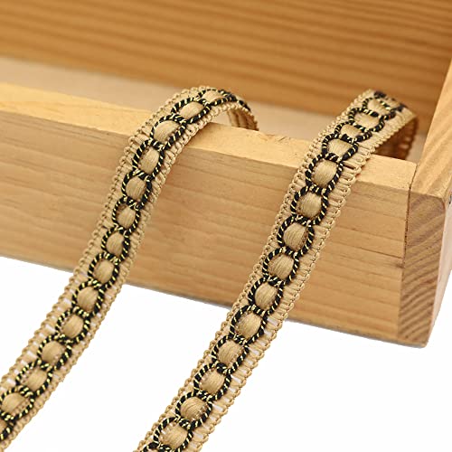 Aniyan 10 M Borte Spitzenband, 12 mm Breite Schottenkaro-Muster – Elegante Borte für Nähen, Deko und Geschenke – Vintage-Look – Vielseitiges Dekoband für Kleidung und Handarbeit (Khaki) von Aniyan