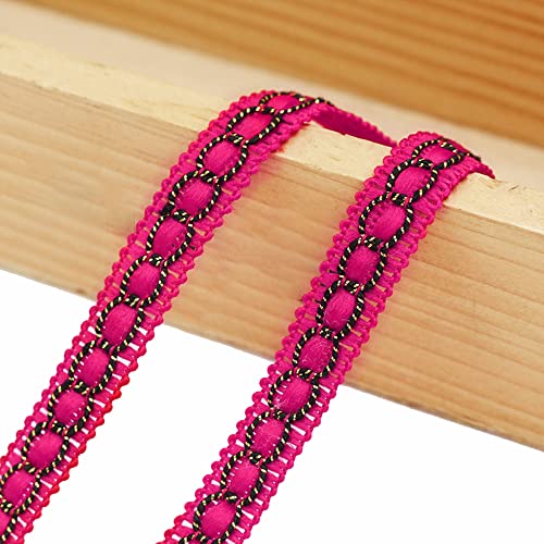 Aniyan 10 M Borte Spitzenband, 12 mm Breite Schottenkaro-Muster – Elegante Borte für Nähen, Deko und Geschenke – Vintage-Look – Vielseitiges Dekoband für Kleidung und Handarbeit (Rosenrot) von Aniyan