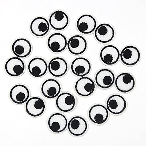 Aniyan 10 Stück Aufbügeln Augen Stoffaufnäher, Schwarz Weiß Augen Patch 4,2x2,1cm, Polyester Applikation zum Aufbügeln für Kleidung, Hüte, Taschen, DIY Dekoration von Aniyan