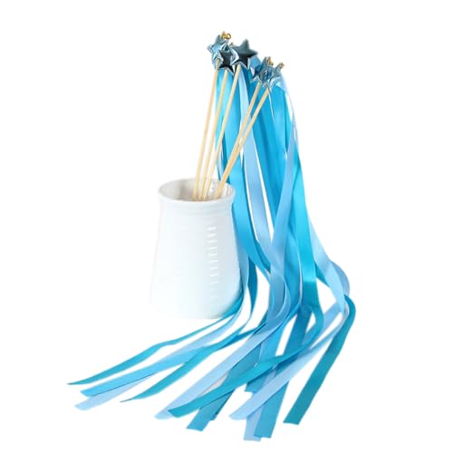 Aniyan 10 Stück Wedding Wands mit Stern, Zauberstäbe Hochzeit Luftschlangen mit Bändern, Sternenstab Deko für Hochzeiten, Partys, Geburtstage (Blau) von Aniyan