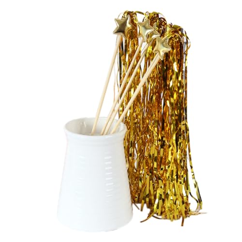 Aniyan 10 Stück Wedding Wands mit Stern, Zauberstäbe Hochzeit Luftschlangen mit Bändern, Sternenstab Deko für Hochzeiten, Partys, Geburtstage (Gold) von Aniyan