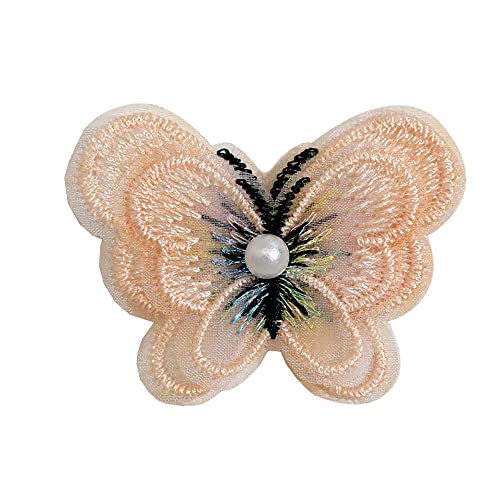 Aniyan 10 Stücke Schmetterling Patch aus Organza mit Spitzenapplikation, Stickpatches zum Aufbügeln und Aufnähen für Kleider, Jeans und DIY-Projekte (Champagner) von Aniyan