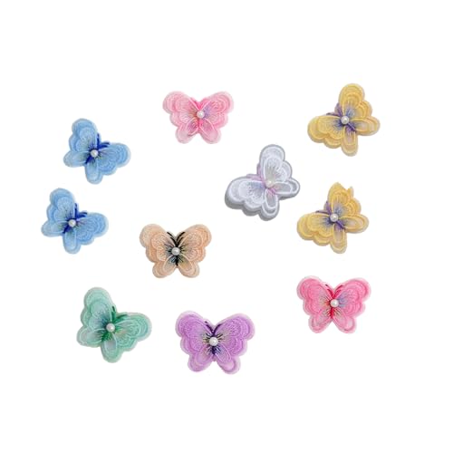 Aniyan 10 Stücke Schmetterling Patch aus Organza mit Spitzenapplikation, Stickpatches zum Aufbügeln und Aufnähen für Kleider, Jeans und DIY-Projekte (Zufällige Farbe) von Aniyan