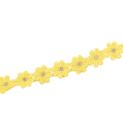 Aniyan 10 Yard 27mm Blumen Spitzenband Spitzenborte Stickerei Dekoband, Zierband Für Hochzeit Deko, Handwerk, Nähen, Tischdeko Und Geschenkband, 1 Strang Vintage Spitzenbordüre (Gelb) von Aniyan