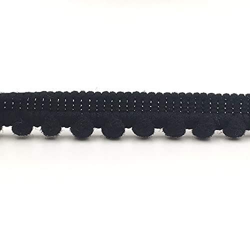 Aniyan 10 Yards Poms Quaste Borte 1cm Pomponborte Bommelborte Spitzenband, Dekoband, DIY Nähen Kleidung Vorhang Handarbeit Zubehör, Schwarz von Aniyan