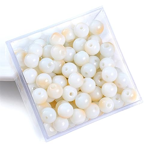 Aniyan 100 Stück Glasperlen aus Jadeimitat, 8mm Runde Perlen zum Auffädeln für Armbänder, Schmuckperlen DIY, Bunte Doppel-Farbglasperlen (Aprikose) von Aniyan