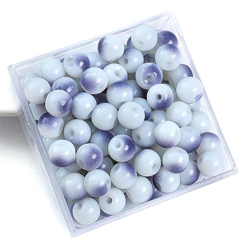 Aniyan 100 Stück Glasperlen aus Jadeimitat, 8mm Runde Perlen zum Auffädeln für Armbänder, Schmuckperlen DIY, Bunte Doppel-Farbglasperlen (Dunkelblauviolett) von Aniyan