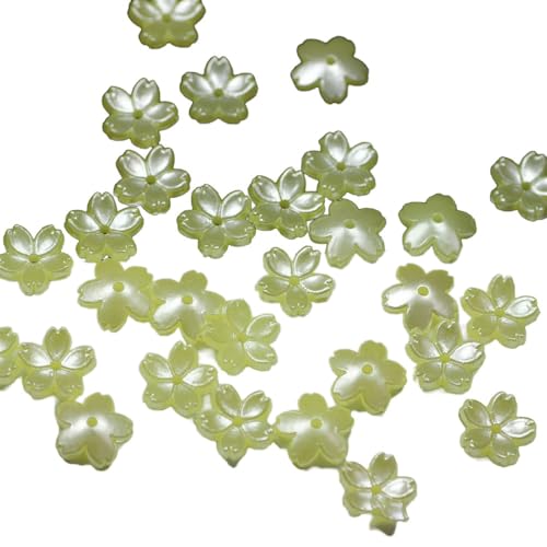 Aniyan 100 Stück Kirschblüten Acryl Blumenperlen, Mini-Blumenperlen, 10mm 5-Blütenblatt Blumenanhänger für Armbänder Schmuckherstellung DIY,(Gelb) von Aniyan