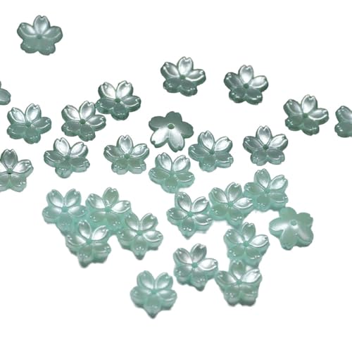 Aniyan 100 Stück Kirschblüten Acryl Blumenperlen, Mini-Blumenperlen, 10mm 5-Blütenblatt Blumenanhänger für Armbänder Schmuckherstellung DIY,(Hellblau) von Aniyan