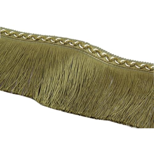 Aniyan 13m Quastenfransen 13cm Breite, Spitzenband mit Quasten und Fransen, Quaste Fransenborte Dekoband für DIY Basteln, Kleidung, Vorhänge, Heimtextilien, Accessoires (Armeegrün) von Aniyan