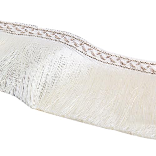 Aniyan 13m Quastenfransen 13cm Breite, Spitzenband mit Quasten und Fransen, Quaste Fransenborte Dekoband für DIY Basteln, Kleidung, Vorhänge, Heimtextilien, Accessoires (Cremeweiß) von Aniyan