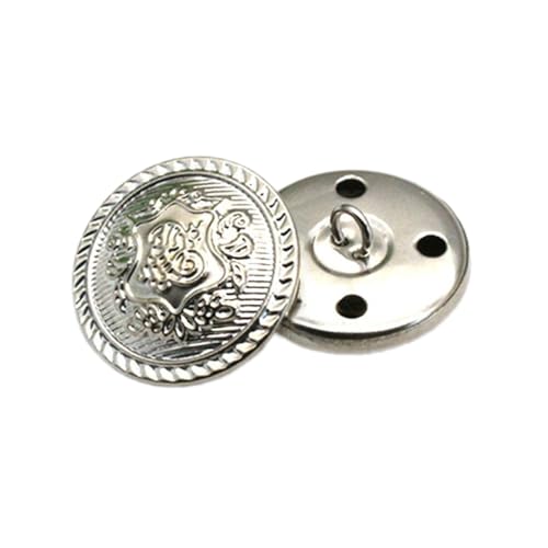 Aniyan 18 mm Metallknöpfe aus Kupfer für Mantel, Jacke und Pullover - Dekorative Knöpfe für Blazer, Anzug und Uniform - Hochwertige Nähknöpfe für Kleidung und Nähzubehör, 20 Stück (Silber) von Aniyan