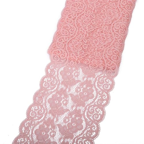 Aniyan 18cm Elastizität Spitzenband, Spitzenbordüre aus Spandex Nylon, Mehrfarbig Elastische Spitzenbesatz für DIY Handarbeit, Kleidung, Deko & Hochzeit (5 Yards, Rosa) von Aniyan