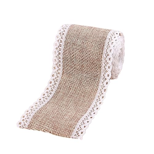 Aniyan 2 Rolle Juteband Mit Spitze 10 Cm X 2 M Natürliches Sackleinen Dekoband Mit Spitzenverzierung Für DIY Hochzeitsdeko Geschenkverpackung Bastelprojekte Und Partydekoration (Jute E) von Aniyan