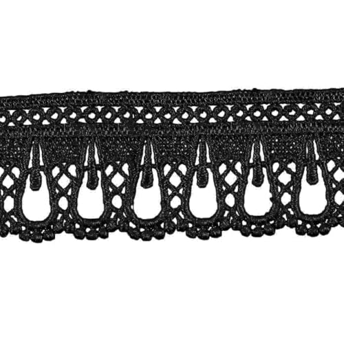 Aniyan 2 Yard Spitzenbordüre 4cm Breite, Spitzenband Polyester Zierband für Nähen, Basteln, DIY Handwerk, Kleidung, Dekoration (Stil B - Schwarz) von Aniyan