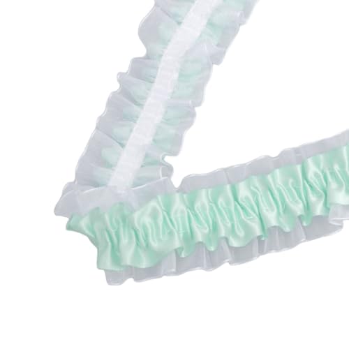 Aniyan 2 Yards Rüschenband 3,8cm – Doppellagige Spitzenbordüre aus Polyester Chiffon – Elastisch, Formstabil, Spitzenband für Nähen, DIY, Deko & Kleidung (Grün) von Aniyan