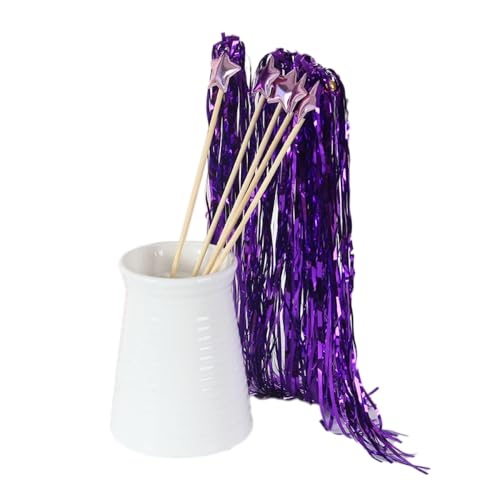 Aniyan 20 Stück Wedding Wands mit Stern, Zauberstäbe Hochzeit Luftschlangen mit Bändern, Sternenstab Deko für Hochzeiten, Partys, Geburtstage (Dunkelviolett) von Aniyan
