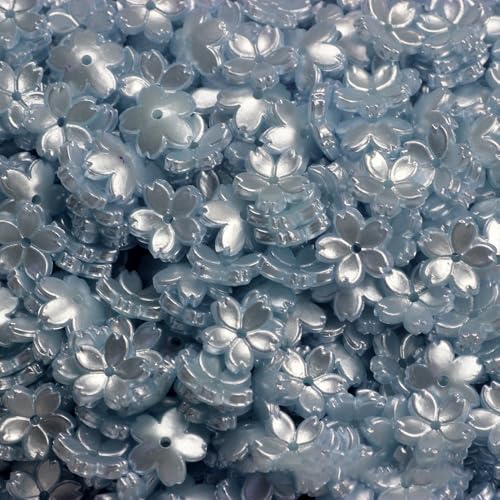 Aniyan 200 Stück Kirschblüten Acryl Blumenperlen, Mini-Blumenperlen, 10mm 5-Blütenblatt Blumenanhänger für Armbänder Schmuckherstellung DIY,(Blau) von Aniyan