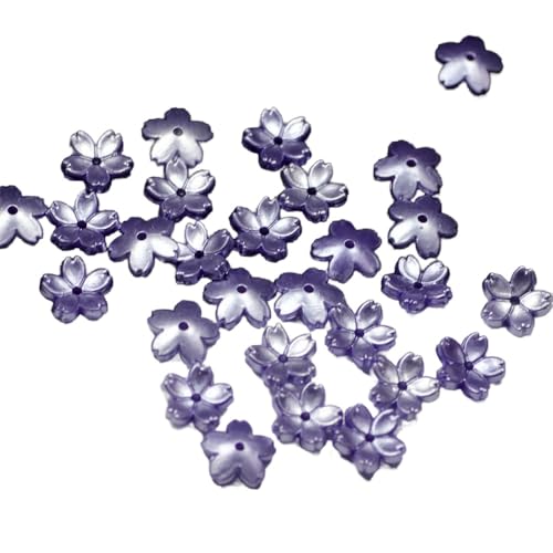 Aniyan 200 Stück Kirschblüten Acryl Blumenperlen, Mini-Blumenperlen, 10mm 5-Blütenblatt Blumenanhänger für Armbänder Schmuckherstellung DIY,(Lila) von Aniyan