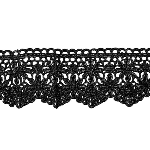 Aniyan 3 Yard Spitzenbordüre 4cm Breite, Spitzenband Polyester Zierband für Nähen, Basteln, DIY Handwerk, Kleidung, Dekoration (Stil A - Schwarz) von Aniyan