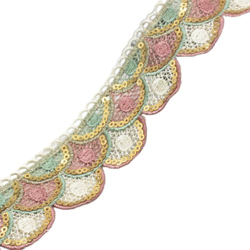 Aniyan 3.5CM Breit Spitzenband, Spitze mit Wasserlöslicher Stickerei und Glitzer, Spitzenstoff Spitzenborte für Handwerk, Nähen, Hochzeit Dekoration, Scrapbooking, Geschenkboxen, (2Y) von Aniyan