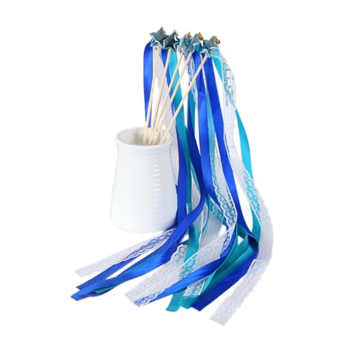 Aniyan 30 Stück Wedding Wands mit Stern, Zauberstäbe Hochzeit Luftschlangen mit Bändern, Sternenstab Deko für Hochzeiten, Partys, Geburtstage (Dunkelblaue Spitze) von Aniyan