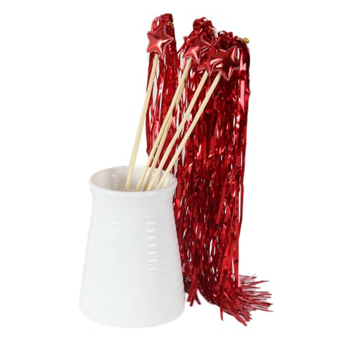 Aniyan 30 Stück Wedding Wands mit Stern, Zauberstäbe Hochzeit Luftschlangen mit Bändern, Sternenstab Deko für Hochzeiten, Partys, Geburtstage (Dunkelrot) von Aniyan