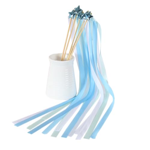 Aniyan 30 Stück Wedding Wands mit Stern, Zauberstäbe Hochzeit Luftschlangen mit Bändern, Sternenstab Deko für Hochzeiten, Partys, Geburtstage (Hellblau) von Aniyan