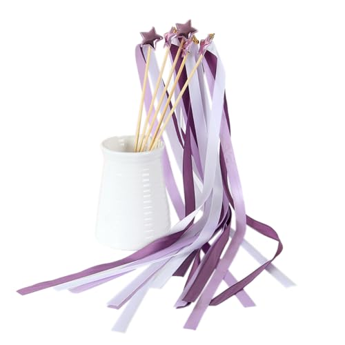 Aniyan 30 Stück Wedding Wands mit Stern, Zauberstäbe Hochzeit Luftschlangen mit Bändern, Sternenstab Deko für Hochzeiten, Partys, Geburtstage (Lila) von Aniyan