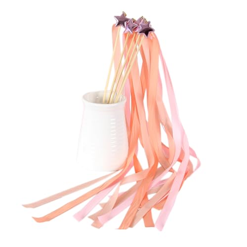 Aniyan 30 Stück Wedding Wands mit Stern, Zauberstäbe Hochzeit Luftschlangen mit Bändern, Sternenstab Deko für Hochzeiten, Partys, Geburtstage (Pink) von Aniyan
