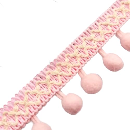 Aniyan 5 Yards 3 cm Pompons Borte Bommelborte Quaste Fransenborte mit Bommeln Band für Nähen DIY Basteln Kleidung Kostüme Vorhang Dekoration Zubehör (Rosa) von Aniyan